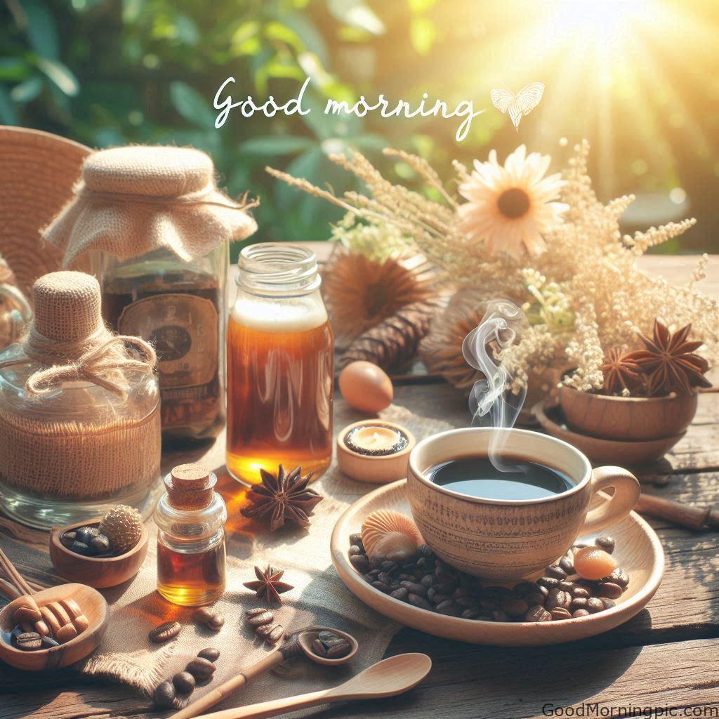 Beautiful Good Morning Coffee Images & Quotes for a Perfect Start 70 Good morning with coffee and sunshine 5 Good Morning Coffee Images
