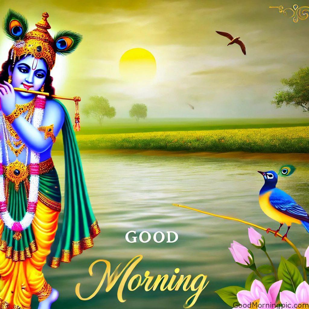124+ Krishna Good Morning Images to Download and Share Daily 53 Krishna flute good morning images 12 Krishna Good Morning Images
