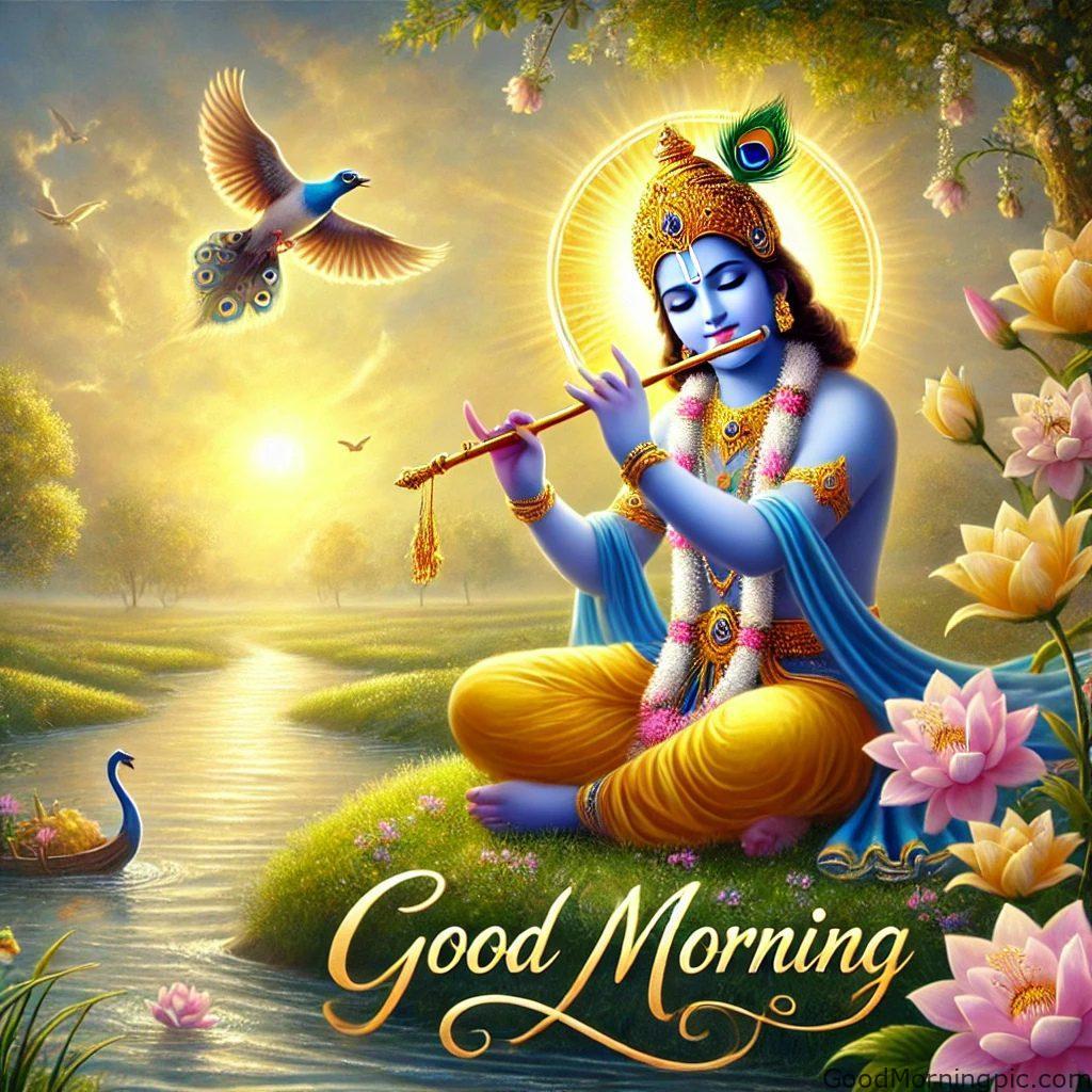 124+ Krishna Good Morning Images to Download and Share Daily 45 Krishna flute good morning images 4 Krishna Good Morning Images