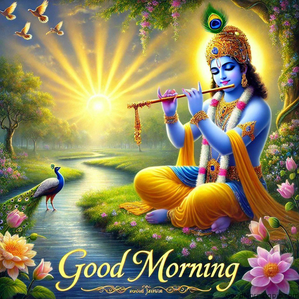 124+ Krishna Good Morning Images to Download and Share Daily 46 Krishna flute good morning images 5 Krishna Good Morning Images
