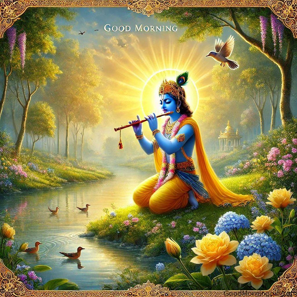 124+ Krishna Good Morning Images to Download and Share Daily 47 Krishna flute good morning images 6 Krishna Good Morning Images