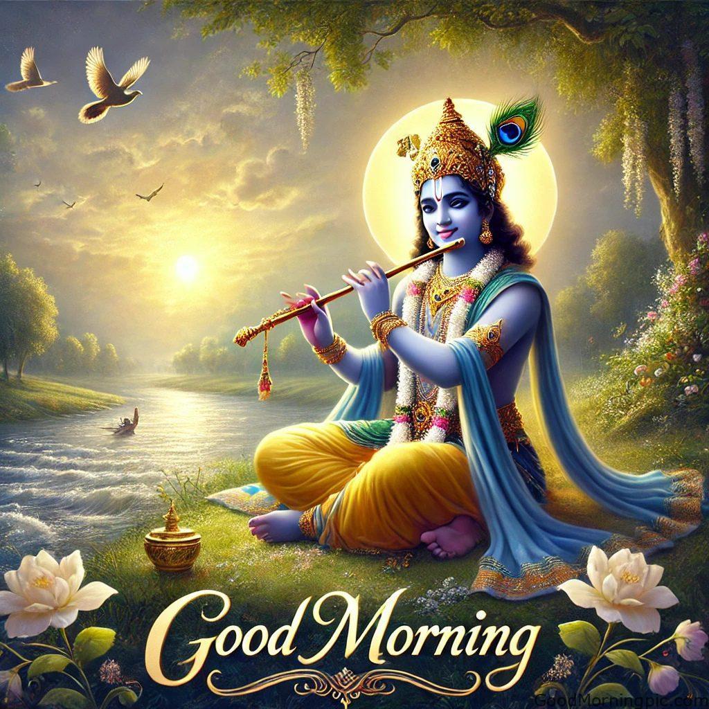 124+ Krishna Good Morning Images to Download and Share Daily 48 Krishna flute good morning images 7 Krishna Good Morning Images