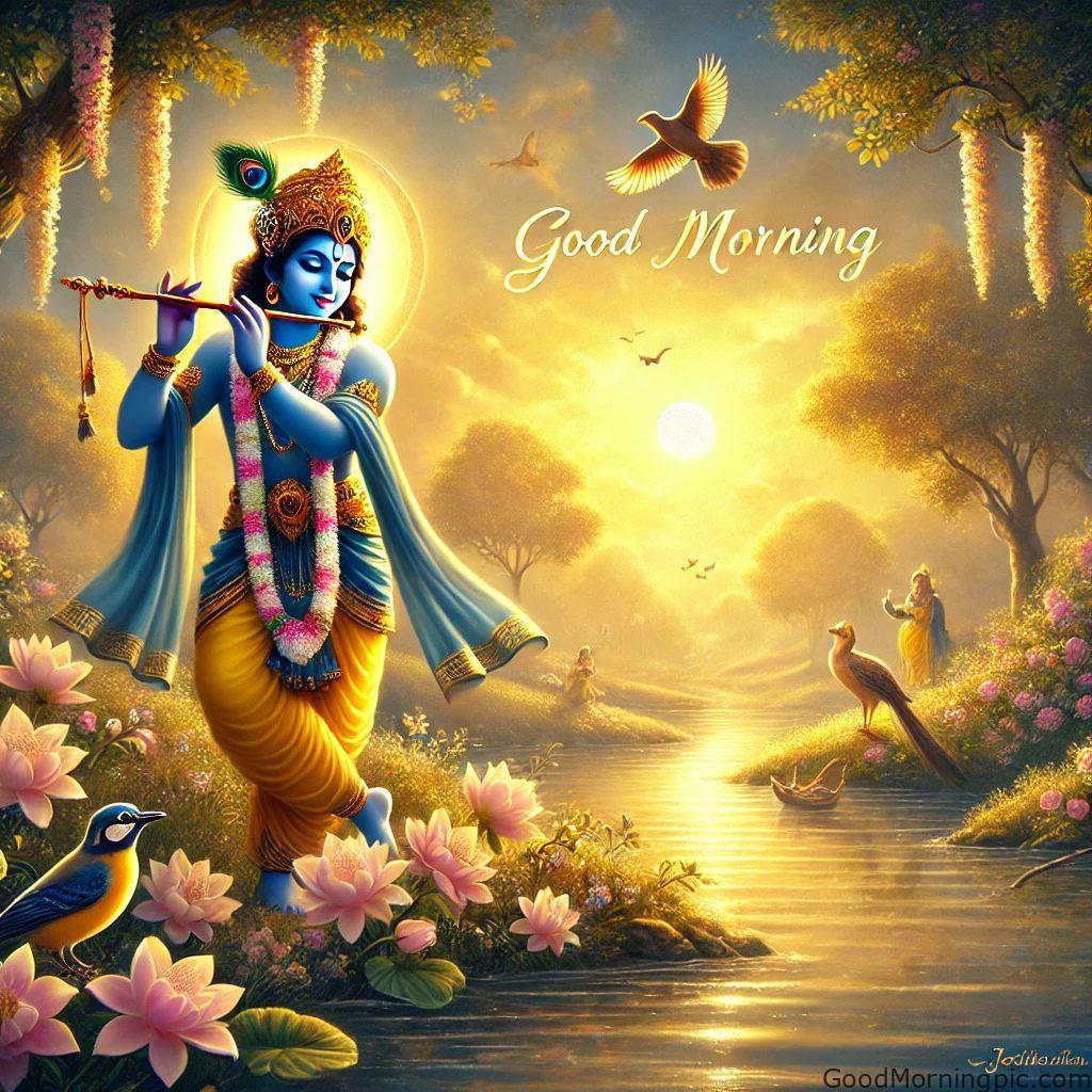 124+ Krishna Good Morning Images to Download and Share Daily 49 Krishna flute good morning images 8 Krishna Good Morning Images