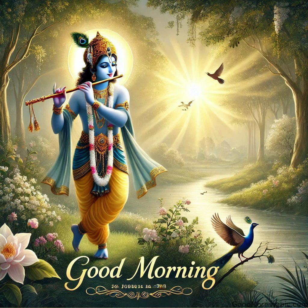 124+ Krishna Good Morning Images to Download and Share Daily 50 Krishna flute good morning images 9 Krishna Good Morning Images