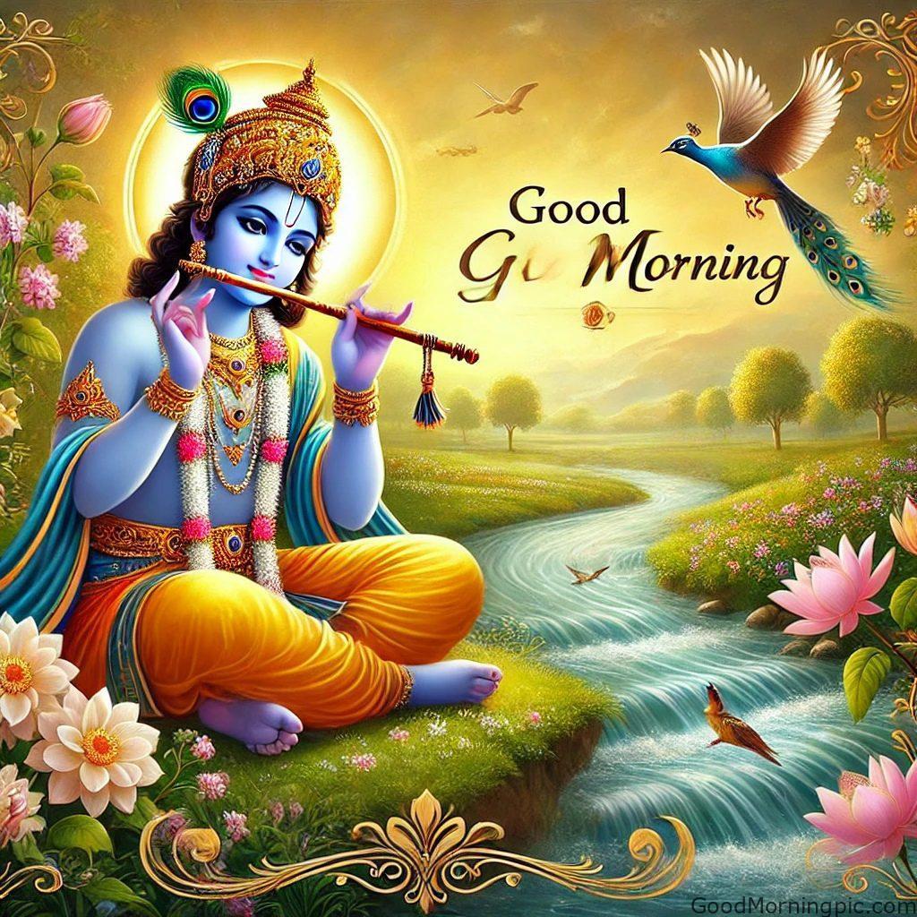 124+ Krishna Good Morning Images to Download and Share Daily 54 Krishna flute good morning images Krishna Good Morning Images