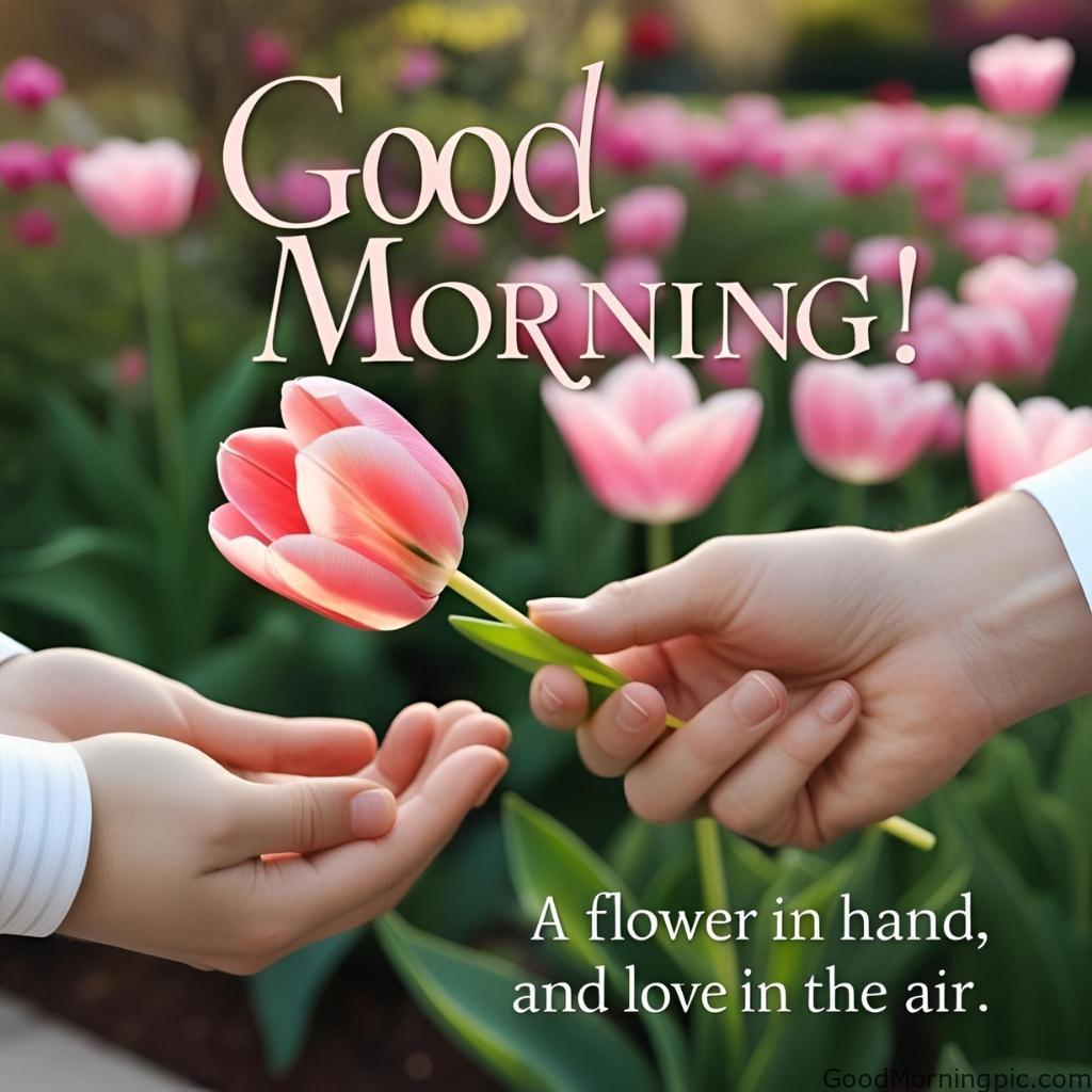 301+ Good Morning Flowers Images to Brighten Your Day 302 Flower in Hand Good Morning Image 4 Good Morning Flowers Images