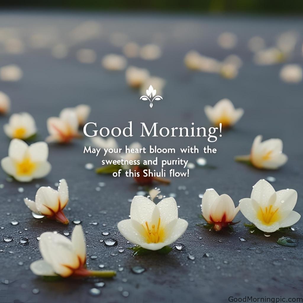 301+ Good Morning Flowers Images to Brighten Your Day 231 Good Morning Image with Shiuli Flower 4 1 Good Morning Flowers Images