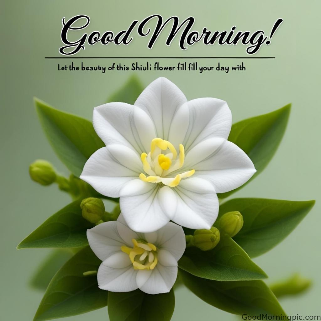 301+ Good Morning Flowers Images to Brighten Your Day 227 Good Morning Image with Shiuli Flower Good Morning Flowers Images