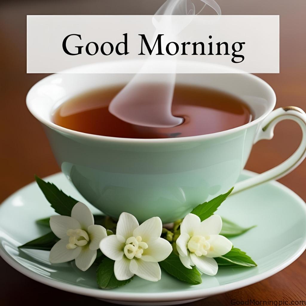 301+ Good Morning Flowers Images to Brighten Your Day 45 Good Morning Image with Tea and Flowers 4 Good Morning Flowers Images