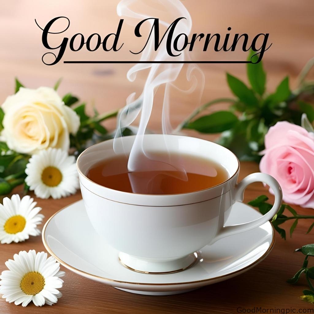 301+ Good Morning Flowers Images to Brighten Your Day 42 Good Morning Image with Tea and Flowers Good Morning Flowers Images