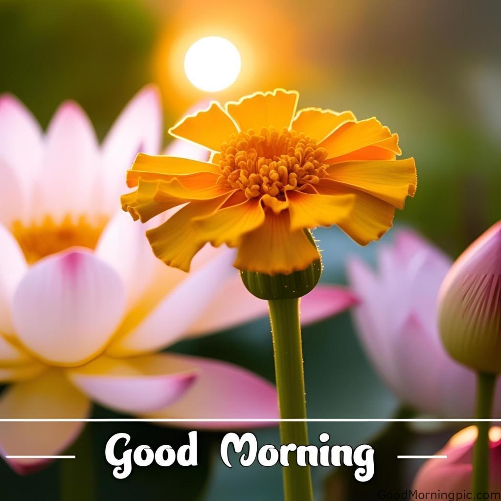 301+ Good Morning Flowers Images to Brighten Your Day 33 Marigold Good Morning Lotus Flower Images 2 Good Morning Flowers Images