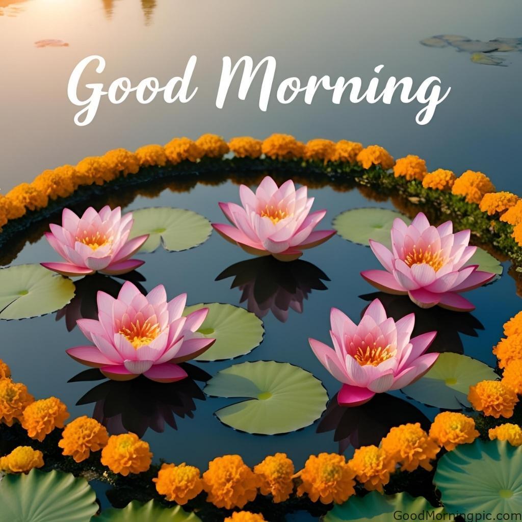 301+ Good Morning Flowers Images to Brighten Your Day 35 Marigold Good Morning Lotus Flower Images 4 Good Morning Flowers Images