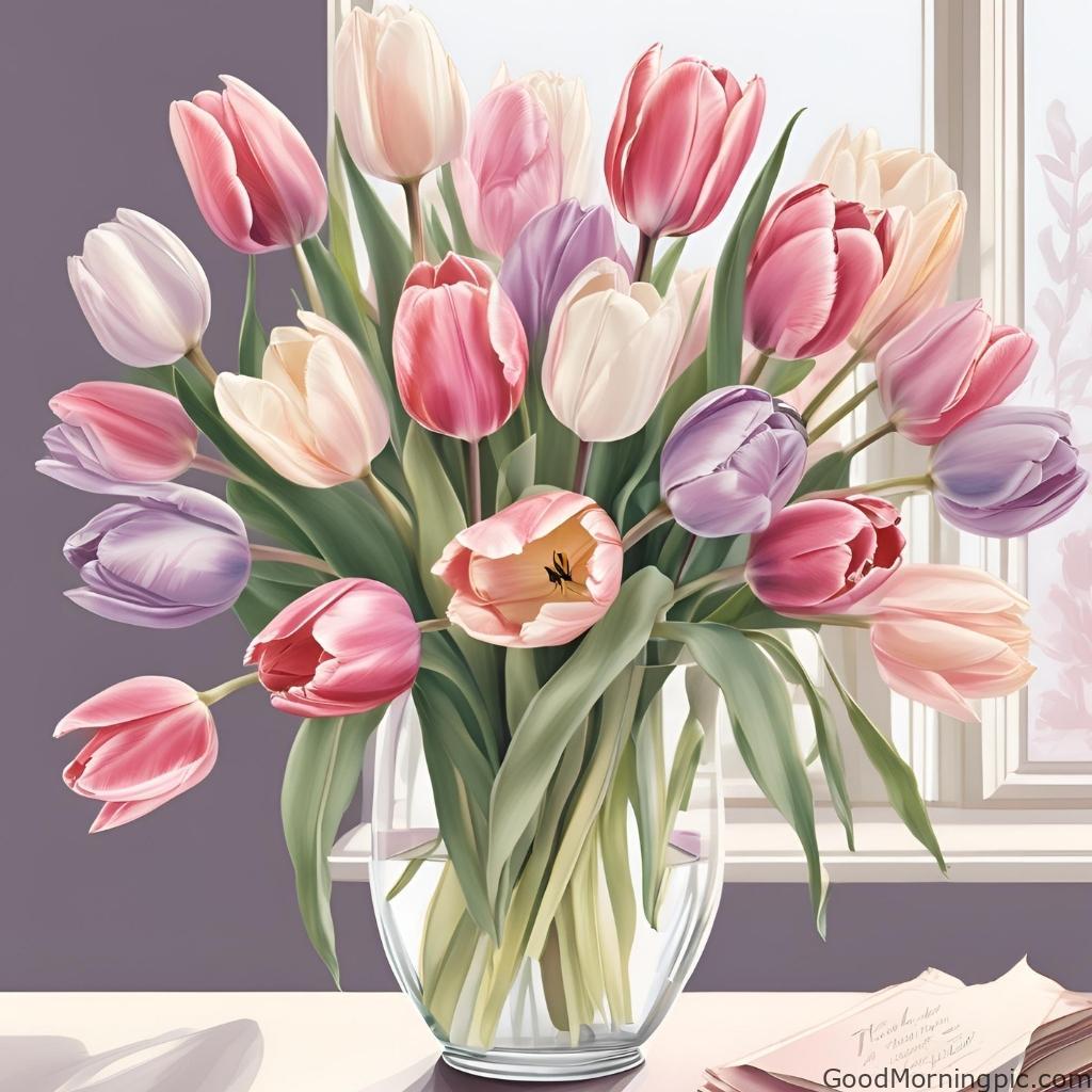 301+ Good Morning Flowers Images to Brighten Your Day 194 Tulip Flower Good Morning Images 3 Good Morning Flowers Images