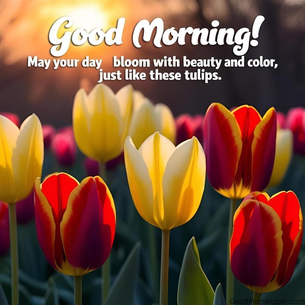 301+ Good Morning Flowers Images to Brighten Your Day 192 Tulip Flower Good Morning Images Good Morning Flowers Images