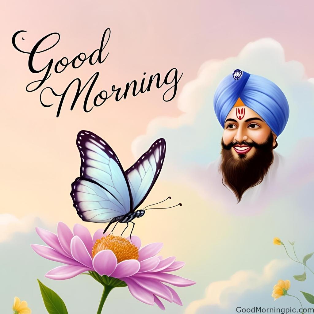 good morning butterfly flower guru nanak smiling sky