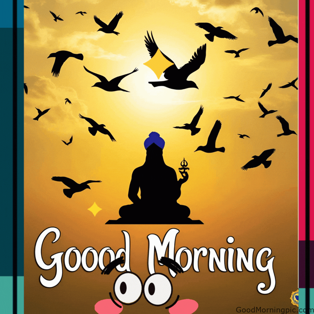 good morning flying birds guru nanak silhouette golden sky