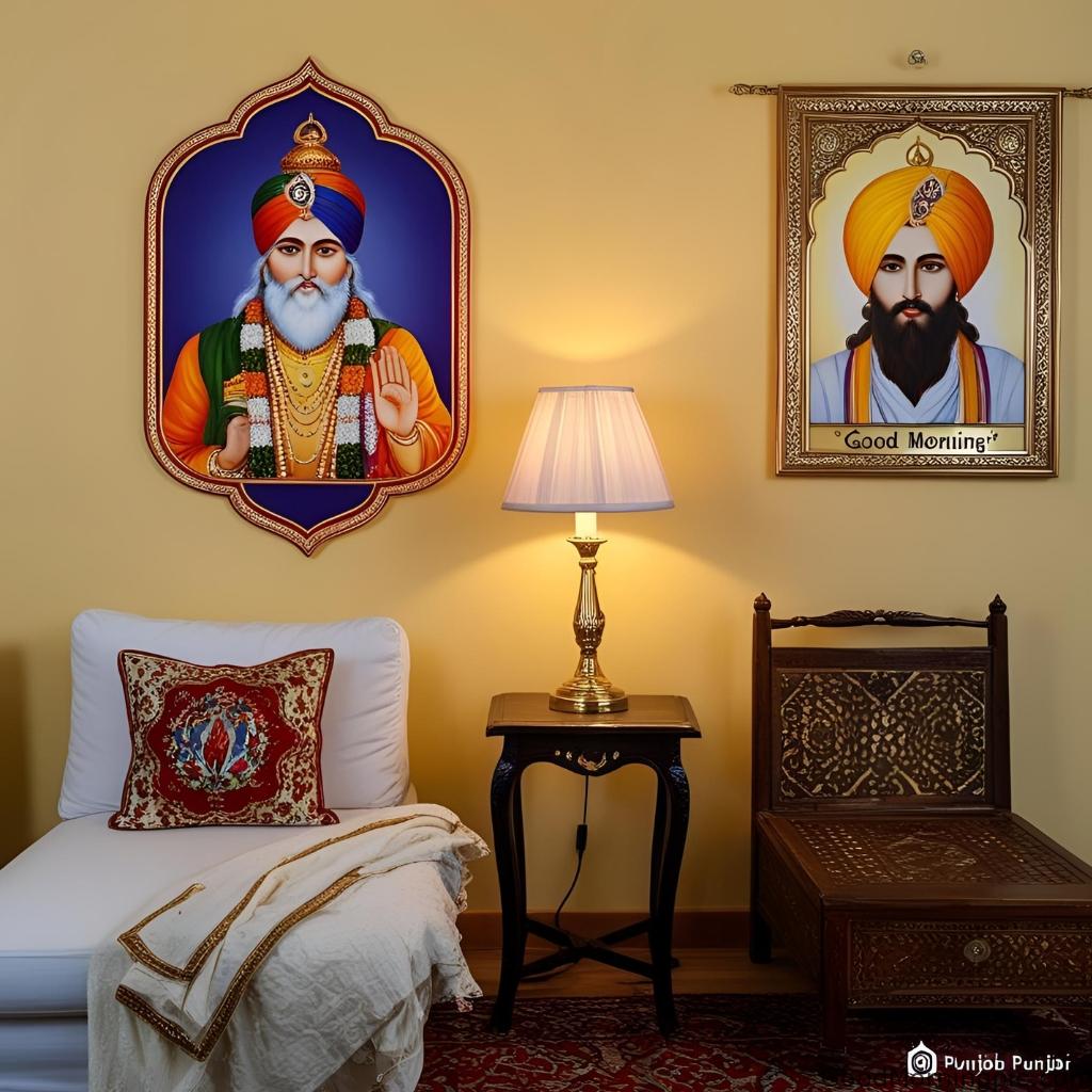 good morning guru nanak blessing traditional punjabi home lamp