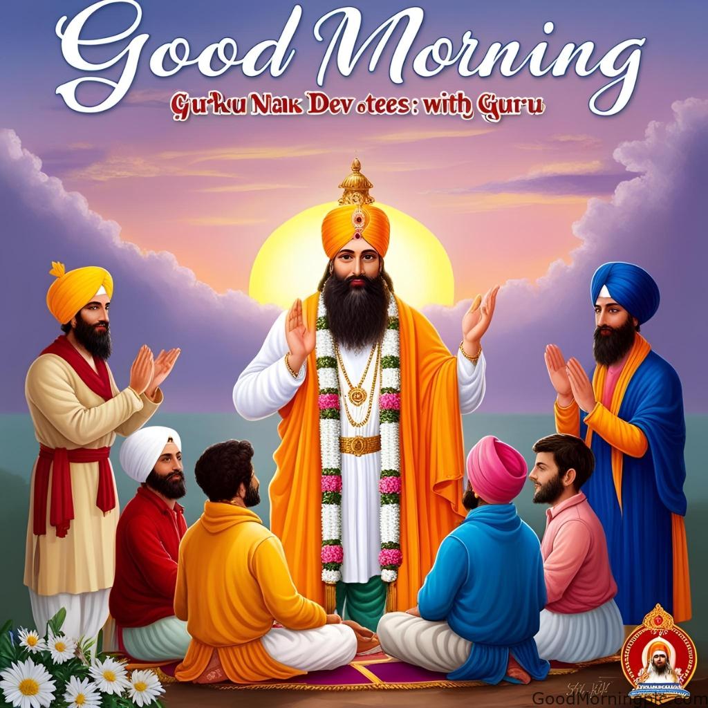 good morning guru nanak dev ji blessing devotees sunrise