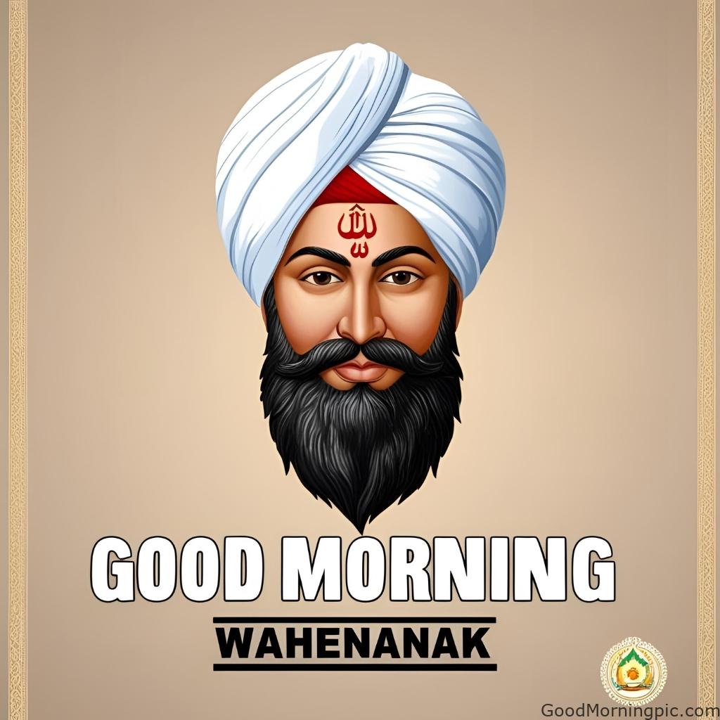 good morning guru nanak face waheguru symbol status image