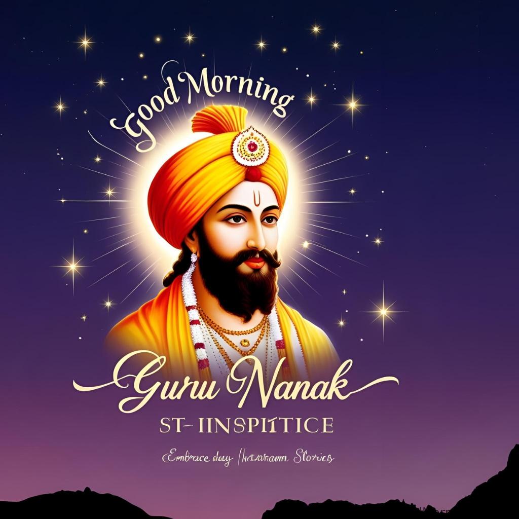 good morning guru nanak glowing stars instagram story vertical