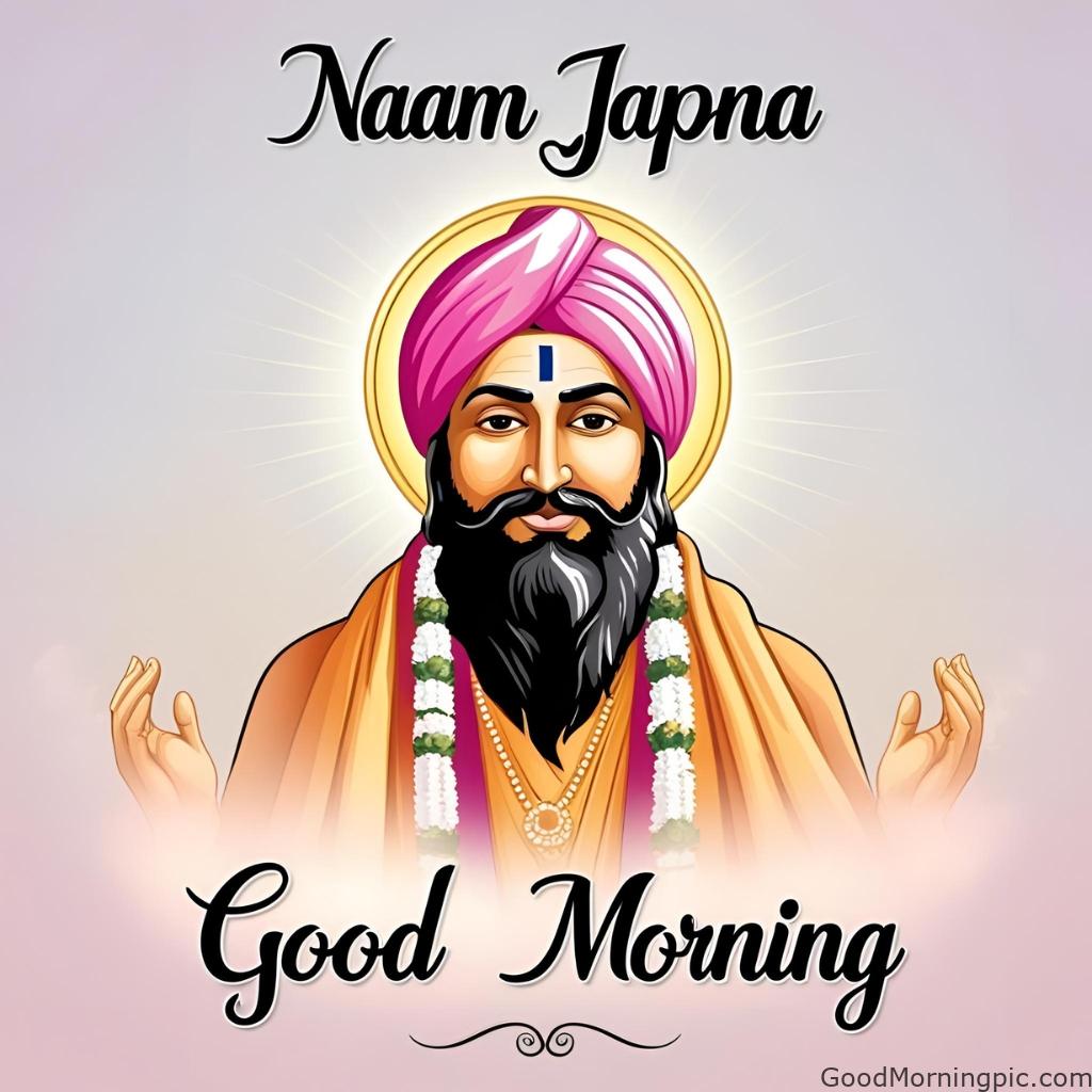 good morning guru nanak ji golden halo naam japna quote