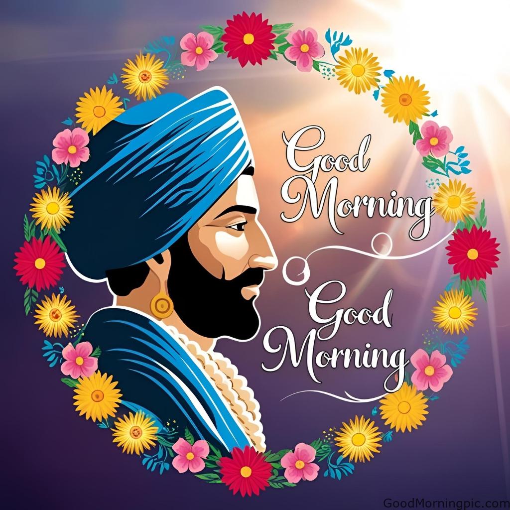 good morning guru nanak profile floral border devotional status
