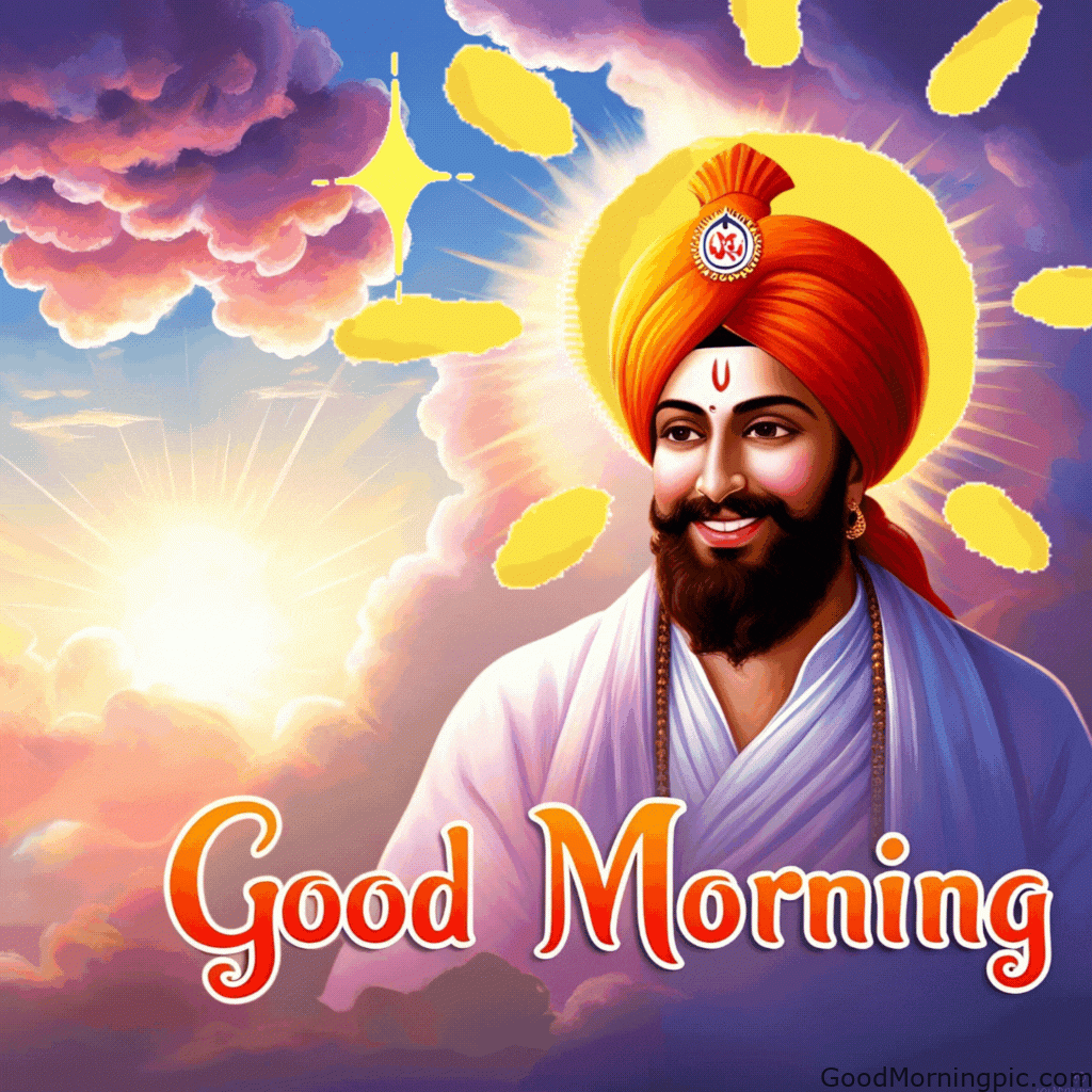 good morning guru nanak smiling clouds parting shining font